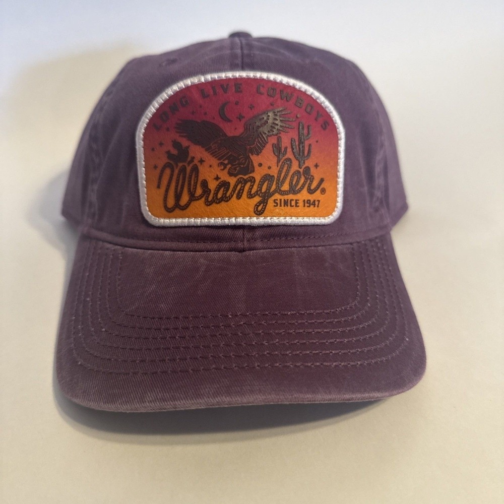Wrangler Hat Long Live Cowboys Patch Purple adjustable Back New With Tags